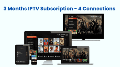 3 Months IPTV Subscription - 4 Connections